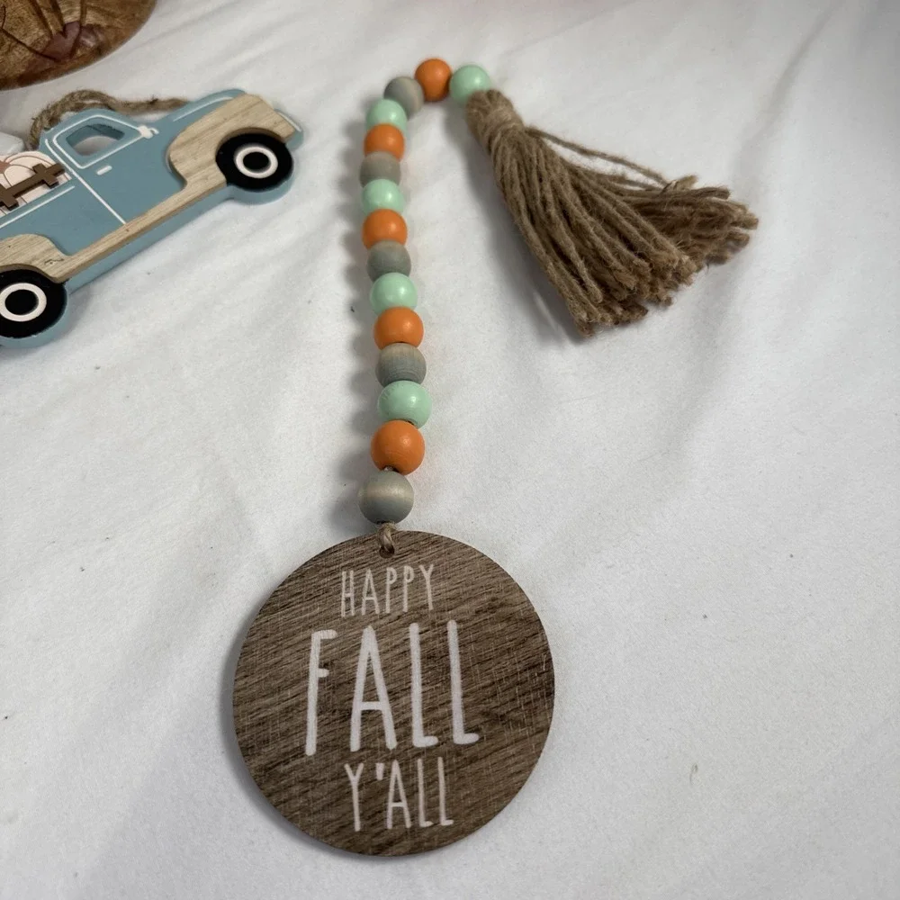 Lot Of 5 Fall Decor, Pumpkin,Truck, Dish, Hanging, Wall Block.